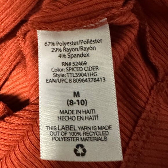 Time And Tru Ladies Ribbed Long Sleeve Top Spiced Cider (Rust) Size M (8-10) EUC - Picture 8 of 8